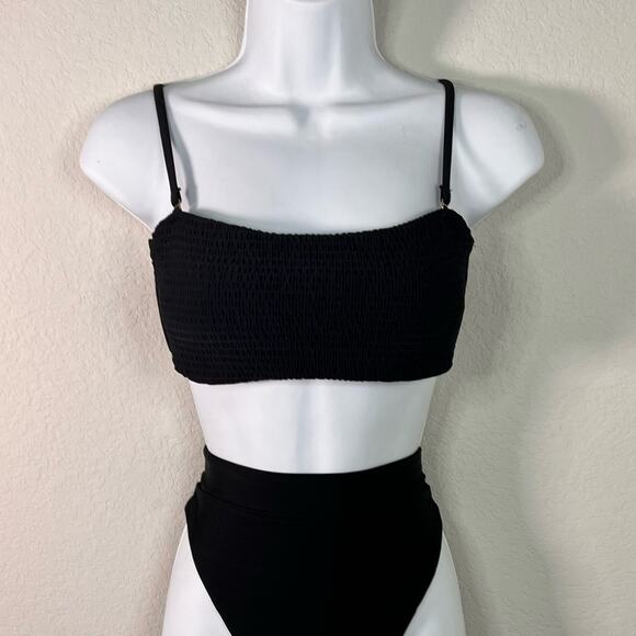 Hollister Swim Black Ruched Bandeau Bikini Top Small - Picture 3 of 11